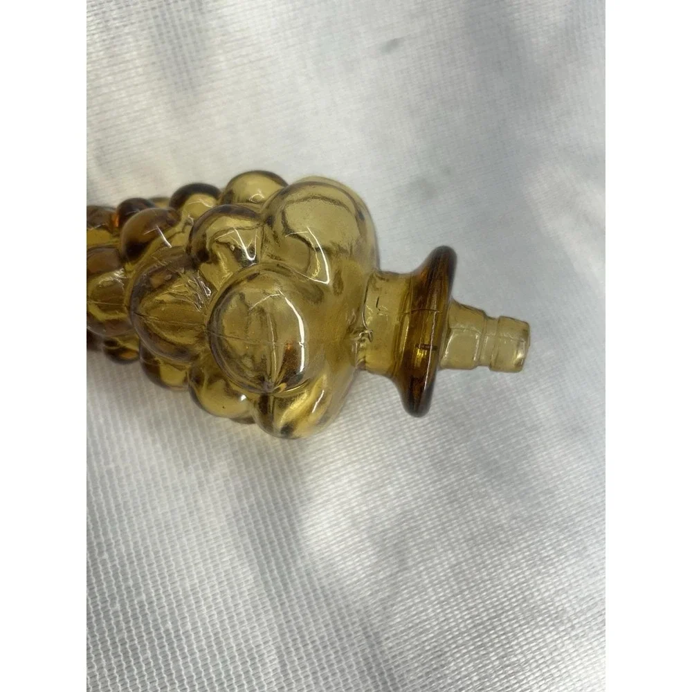 Vintage Italian Amber Glass Genie Bottle ~Bulging Bubble ~ Missing Plastic Seal